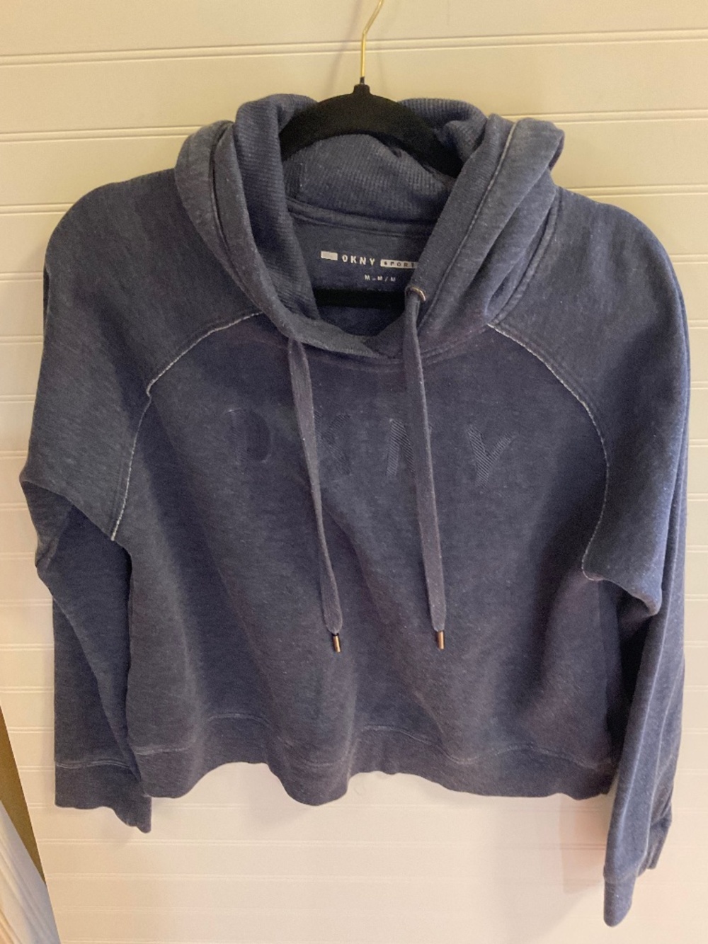 DKNY Sport Gray Embroidered Logo Pullover Hoodie. Size: M. Pre Owned